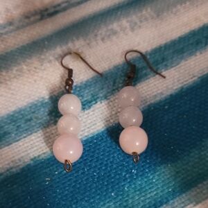 Elegant Pink and White Beaded Earrings